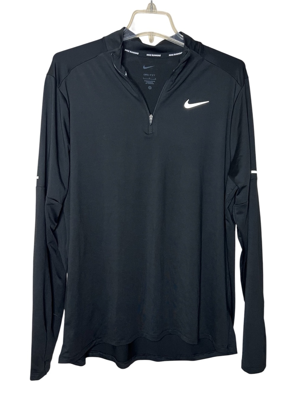 Nike Dri Fit Running Jacket Black Quarter Zip Size Large
